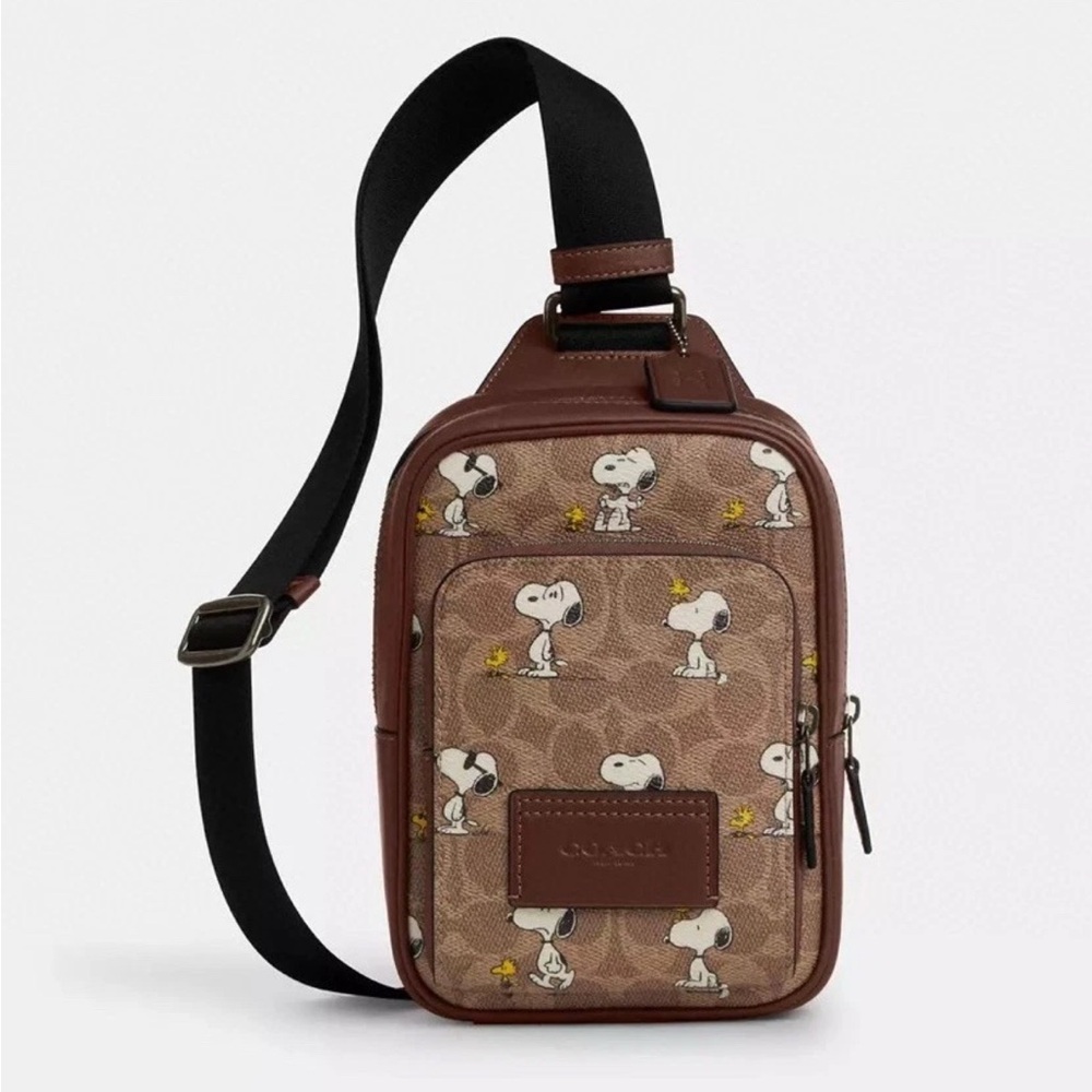 Coach X Peanuts Racer Sling Pack In Signature Canvas With Snoopy Print CBK47
